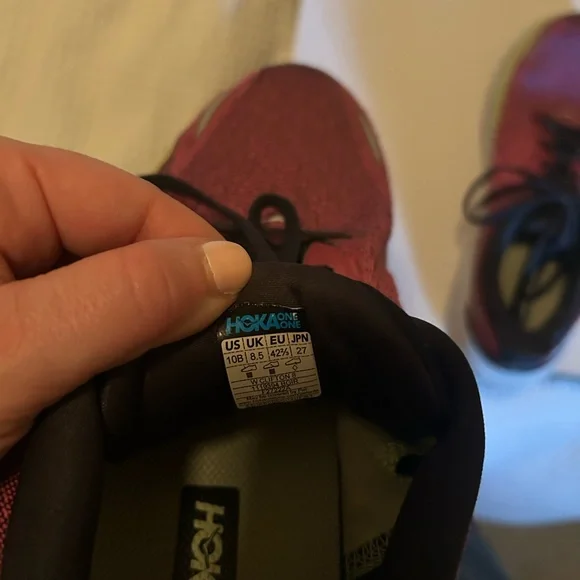 Hoka One One Women's Maroon and Lime Athletic Shoes - Picture 3 of 3